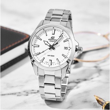 ♞,♘,♙นาฬิกา Casio Edifice รุ่น EFV-100D-7A นาฬิกาผู้ชาย สายแสตนเลส หน้าปัดขาว -ของแท้ 100% รับประกั