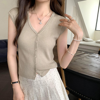 72771 เสื ้ อยืดแขนสั ้ นถักคอวีกระดุมแถวเดียว