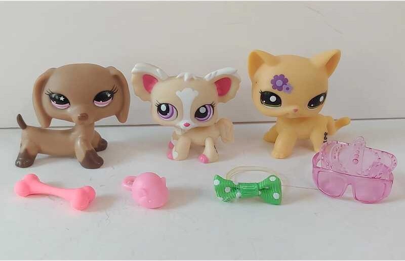 3Pcs/Lot LPS Mini-Figure Cat Dog #1892 W/Accessories Littlest Pet Shop Kid Toy