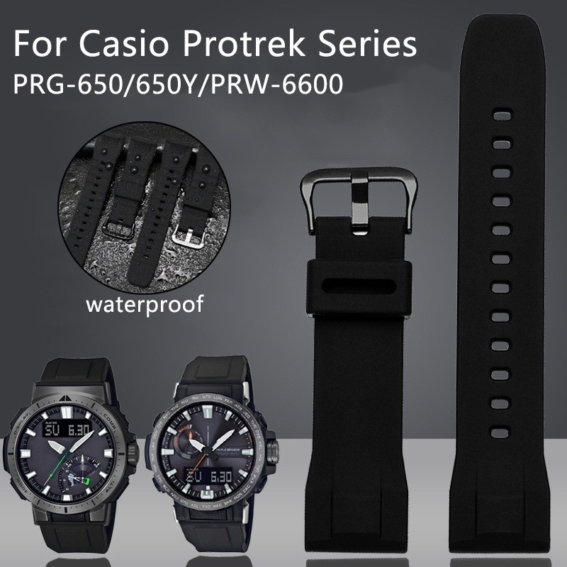 สายนาฬิกาข้อมือ ยางซิลิโคน กันน้ํา 24 มม. สําหรับ Casio Protrek Series PRG-650 650Y PRW-6600