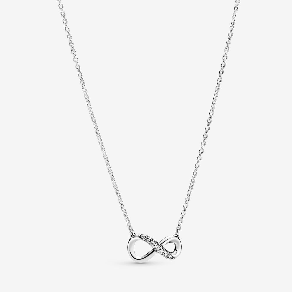♞Pandora เงิน925 สร้อยคอ กำไล ความรักนิรันดร์ Shiny Eternity Necklace ของแท้