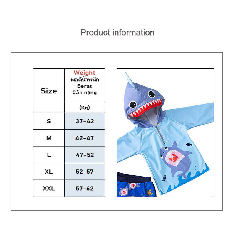 ➧ Tumama ชุดว่ายน้ำมีฮู้ดสำหรับเด็กสำหรับเด็กฉบับภาษา