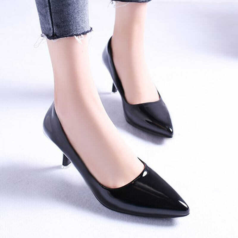 ♎ TC Store Women's Leather Formal Pointed High Heels Work Wear Ladies Dress Shoes Multiple Col