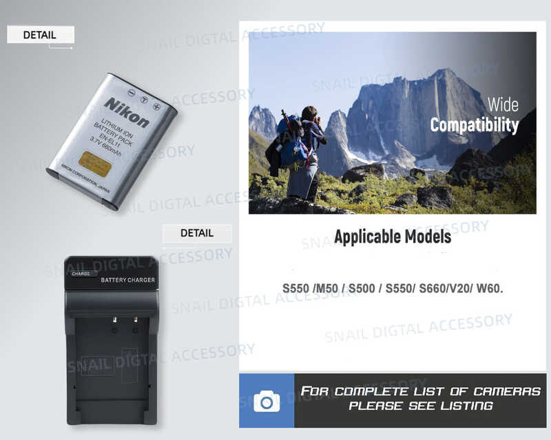EN-EL11 Nikon แบตเตอรี่ Coolpix S01 S02 S560 S550ที่ชาร์จกล้องดิจิตอล