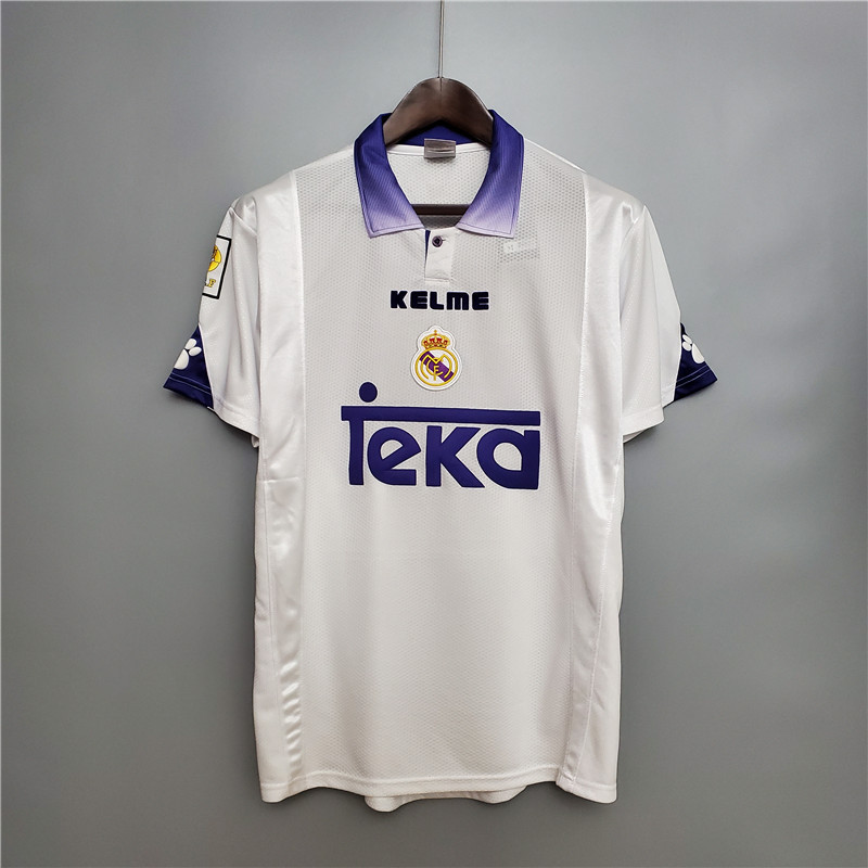 1997/1998 เสื้อยืด ลายฟุตบอล Real Madrid เรโทร สําหรับทุกเพศ ไซซ์