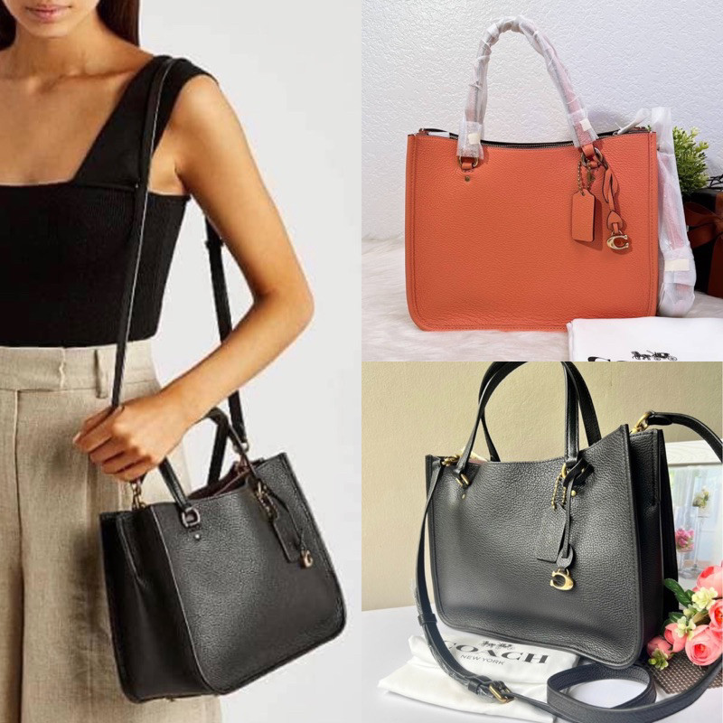 ♞,♘ (สด-ผ่อน) กระเป๋า Shop สีดำ สีส้ม 11 นิ้ว C3460 Tyler Carryal 28 vbg