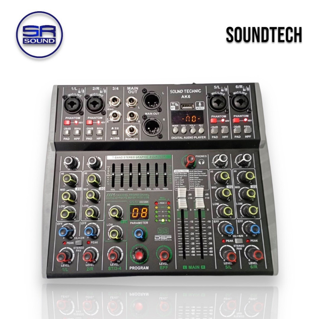 In Stock Soundtech AK6 MIXER 6ch Effect 99DSP (New Stock/Have Point)