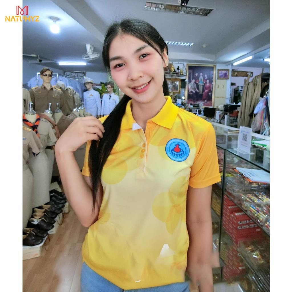 เสื้อโปโลพิมพ์ลาย04 เหลือง ตราอสม. โปโลอสม อสม เสื้ออสม สีเหลือง