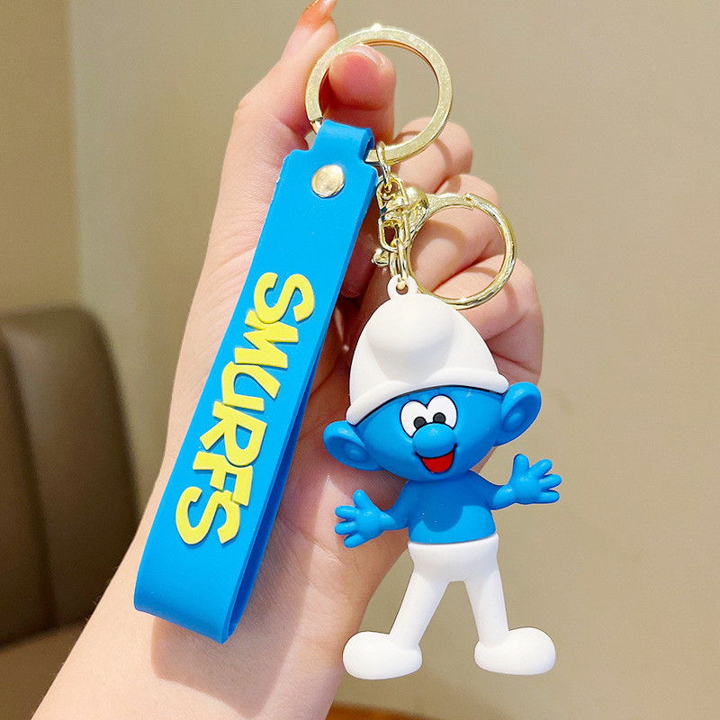 Papa Smurfs Charming Jokey Smurf Smurfette พวงกุญแจซิลิโคนสะสม Charm การ์ตูน
