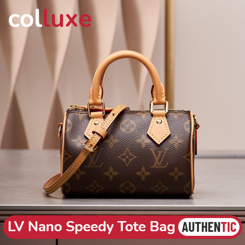 ♞,♘หลุยส์วิตตอง Louis Vuitton NANO SPEEDY สุภาพสตรี/กระเป๋าสะพายไหล่/กระเป๋าร่อซู้ล