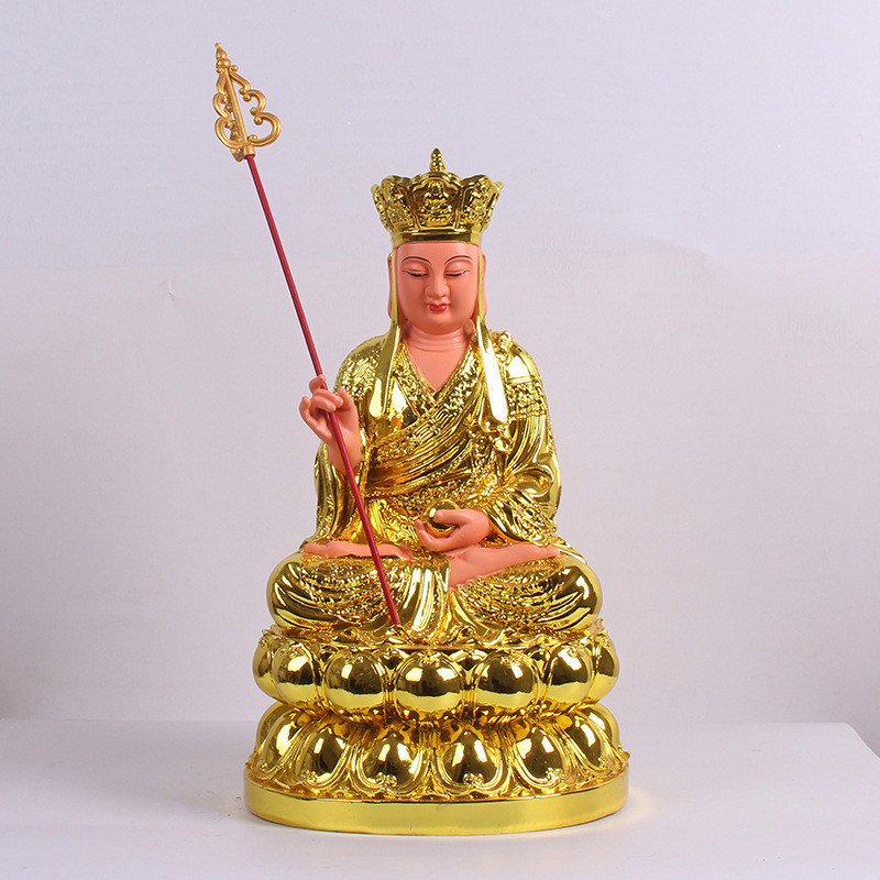 Buddha statue of dizang king 121619 inch gilded resin gold body