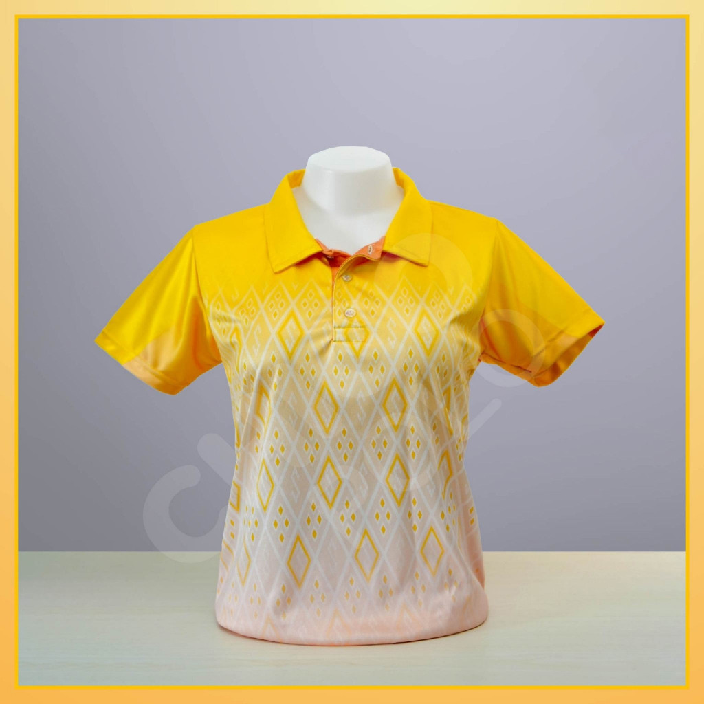 เสื้อโปโล Chico (ชิคโค่) ทรงผู้หญิง รุ่น หวานไทย สีเหลือง (เลือกตราหน่วยงานได้) 21