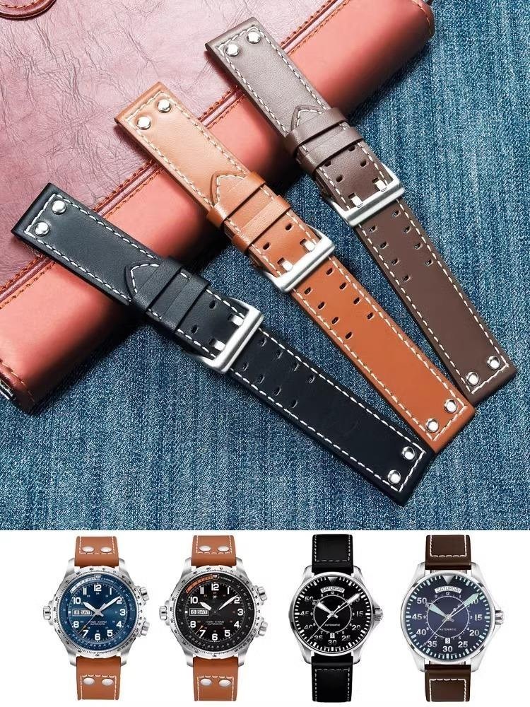 [ ขายตรงจากโรงงาน ] เหมาะสําหรับสายแฮมิลตันหนังแท ้ Original Hamilton Navy Khaki Panerai Iron City