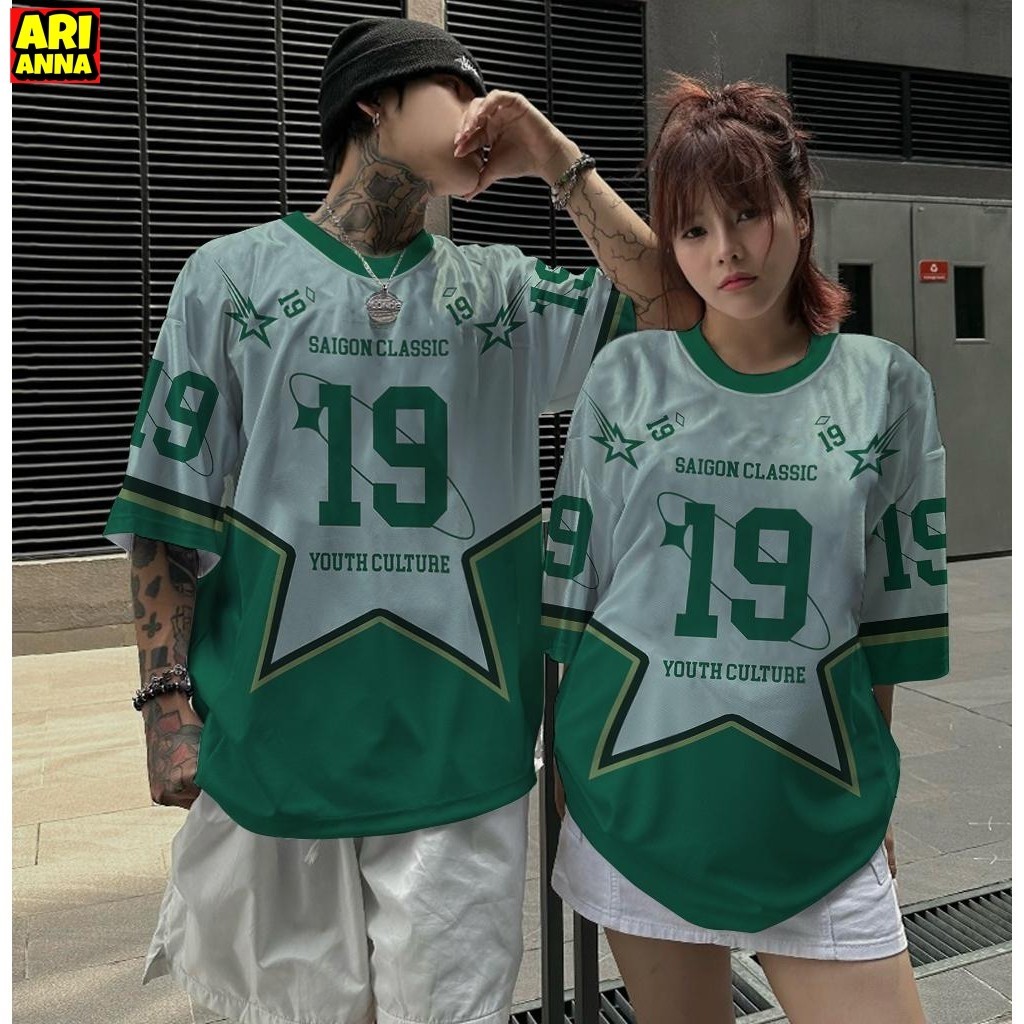ออกแบบใหม่!!! เสื้อยืดแขนสั้นผู้ชายและผู้หญิงหมายเลข 19 การผสมผสานสีผ้าฝ้ายที่นุ่มและเย็นรูปแบบหลวม ไม่จํากัดเพศ ฝ้ายเทรนด์สุดฮอต 2024 รหัส:9