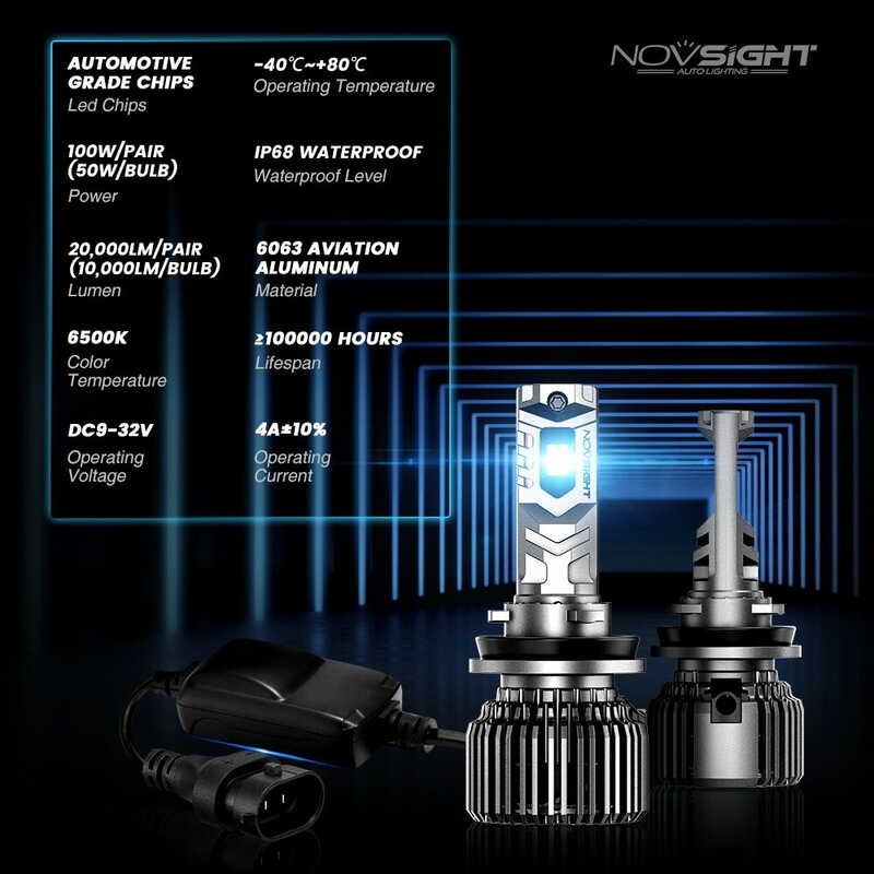 ❤ Novsight Newest N75 Headlight Bulb Kit 9005(Hb3) 9006(Hb4) 9012(Hir2) H4 H7 H11 LED For Car Hig