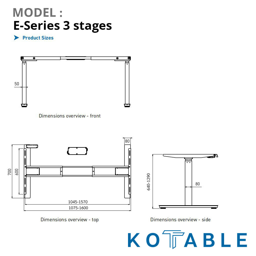 🔥การประกันคุณภาพ🔥 Kotable โครงขาโต๊ะปรับระดับไฟฟ้า มอเตอร์คู่ รุ่น E-Series 3 Stages