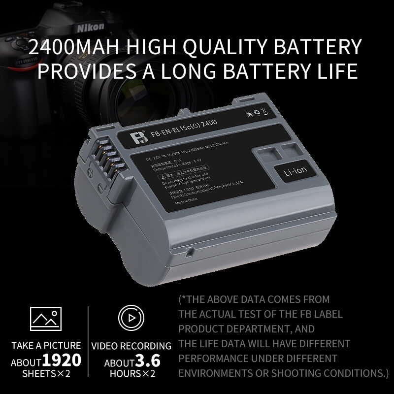❤️ FB En El15แบตเตอรี่ El15c และชุดที่ชาร์จ2400มิลลิแอมป์ต่อชั่วโมงสำหรับกล้อง Nikon Z8 Z6ii Z5