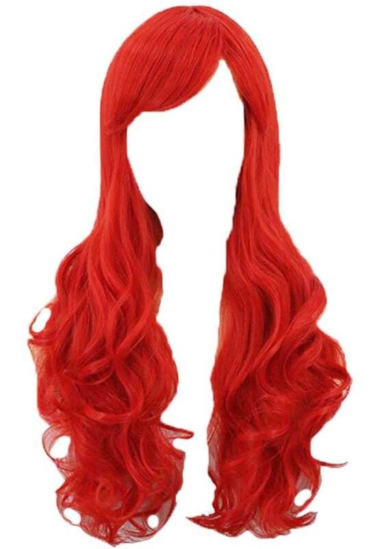 ➧ JUIE Little Mermaid Ariel Wavy Cosplay Wig Synthetic Long Red Curly Costume Wigs s