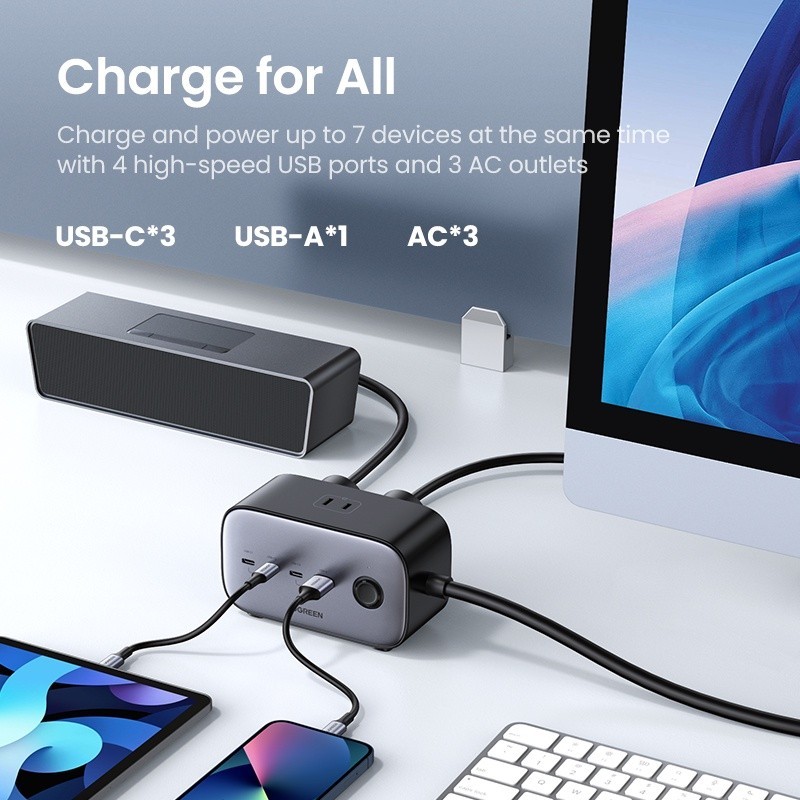 



 ♞,♘,♙Ugreen Nexode 7 in 1 อะแดปเตอร์ชาร์จ USB C 100W หลายพอร์ต เข้าได้กับ MacBook Pro Air M1 i