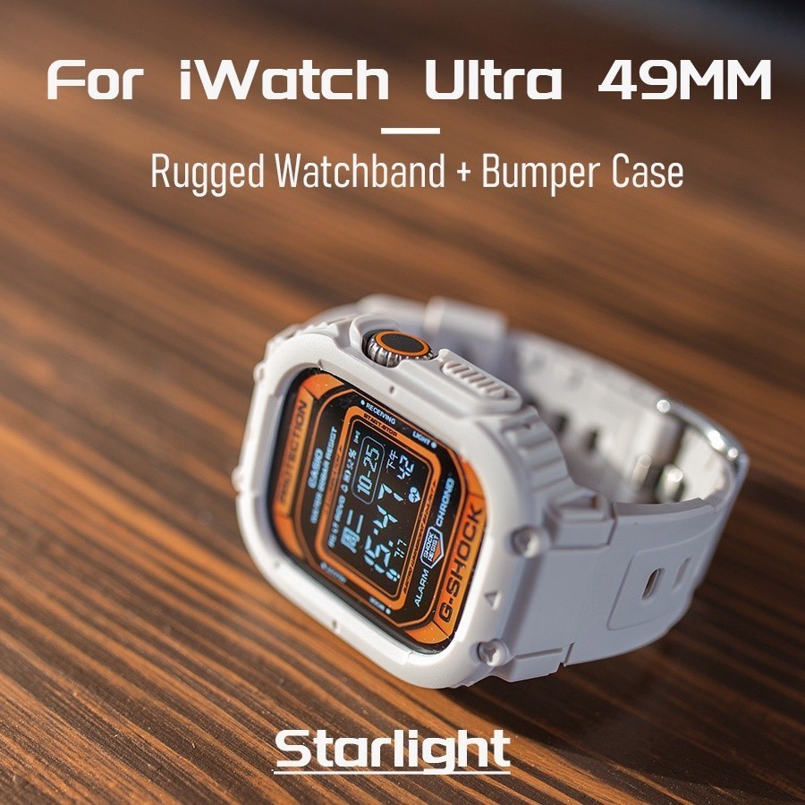 สายนาฬิกาข้อมือซิลิโคนใส พร้อมเคส สําหรับ Apple Watch Ultra 49 มม. 44 มม. 41 มม. 40 มม. 45 มม. iwat