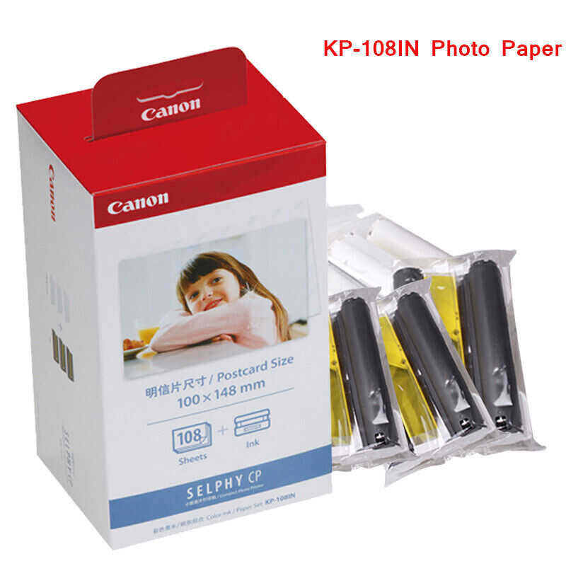 100*148mm Papers KP-108IN and Ink Cartridge for Canon Selphy CP Series Photo CP800 CP910 CP1200 CP1 