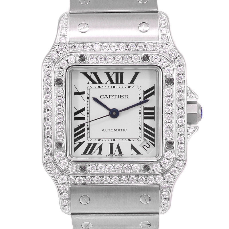 Cartier Cartier Cartier Santos Automatic Mechanical Watch Stainless Steel Rear Diamond Watch Women