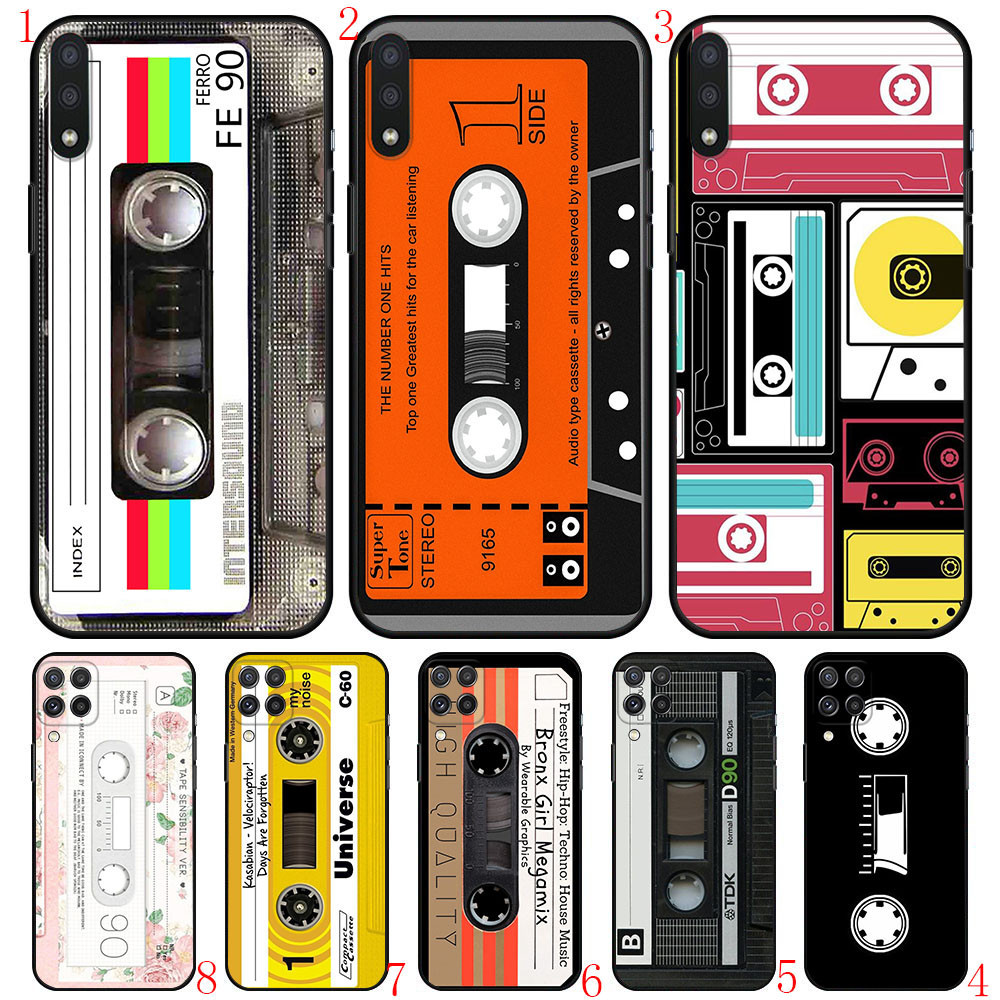 Samsung S21 Ultra S21 Plus S21 Fe Note 8 9 10 Plus Lite S30 20 Ultra Y22 เทปคาสเซ็ตแบบเก่าเคสโทรศัพท์สีดํานุ่ม
