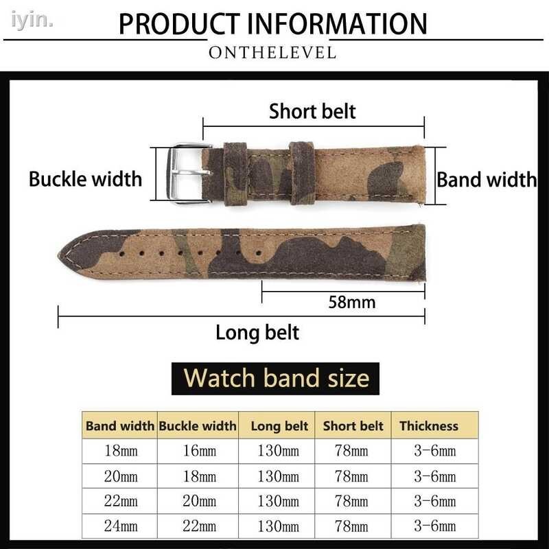 ﹍۩ ♩ Suede Leather Strap Camouflage Sport Watch Band 18mm 20mm 22mm 24mm for Replace Bracelet Acc