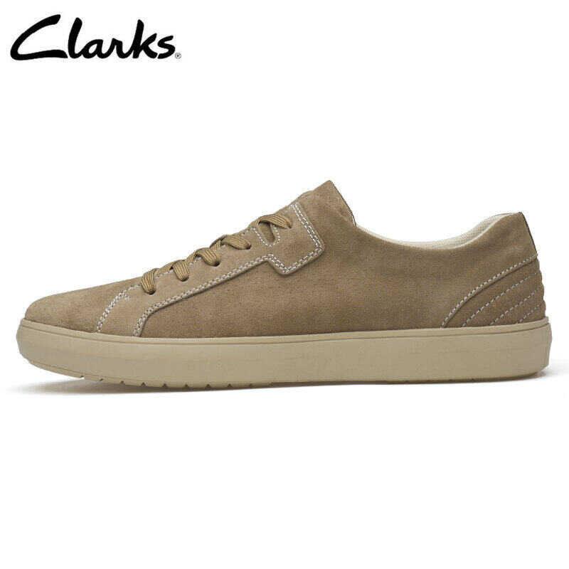 Clarks_Cambro Lace Casual Shoe Nubuck Khaki หนังสีดำต่ำ รองเท้าหนัง