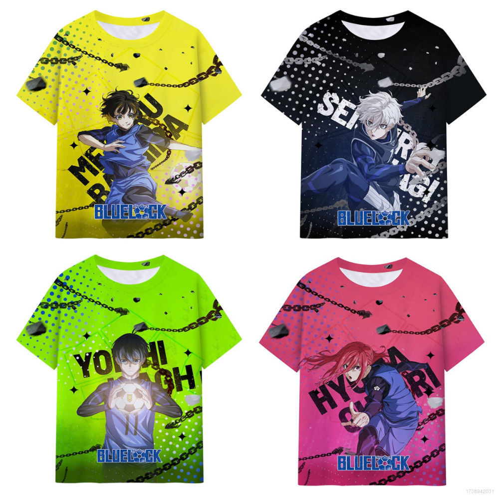 Lz59 Blue Lock Jersey อะนิเมะ Unisex Jersey คอสเพลย์ Bachira Meguru Isagi Yoichi 3D Jersey แขนสั้น C