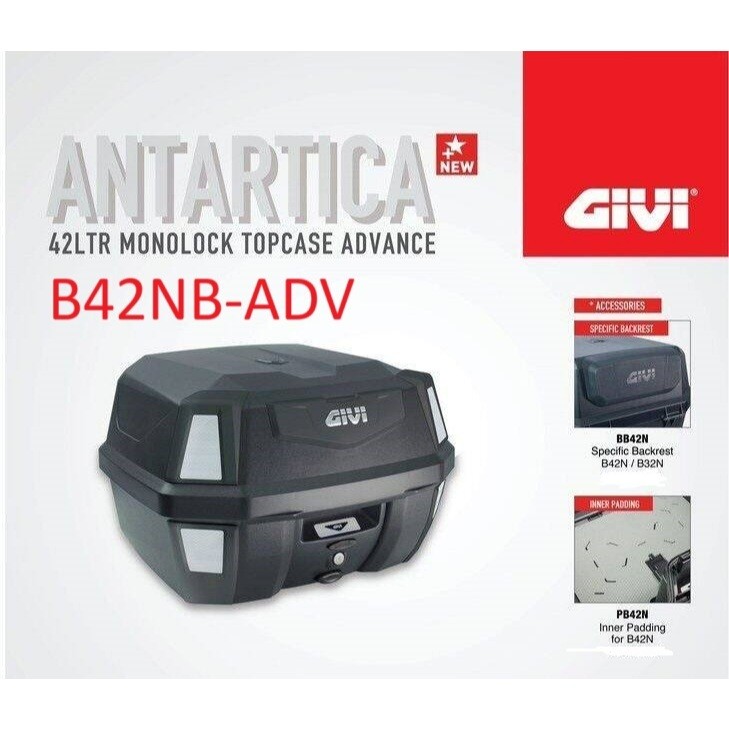 GIVI BOX B42NB 42LITER ANTARTICA MONOLOCK TOP BOX (แผ่นฐานรวม)