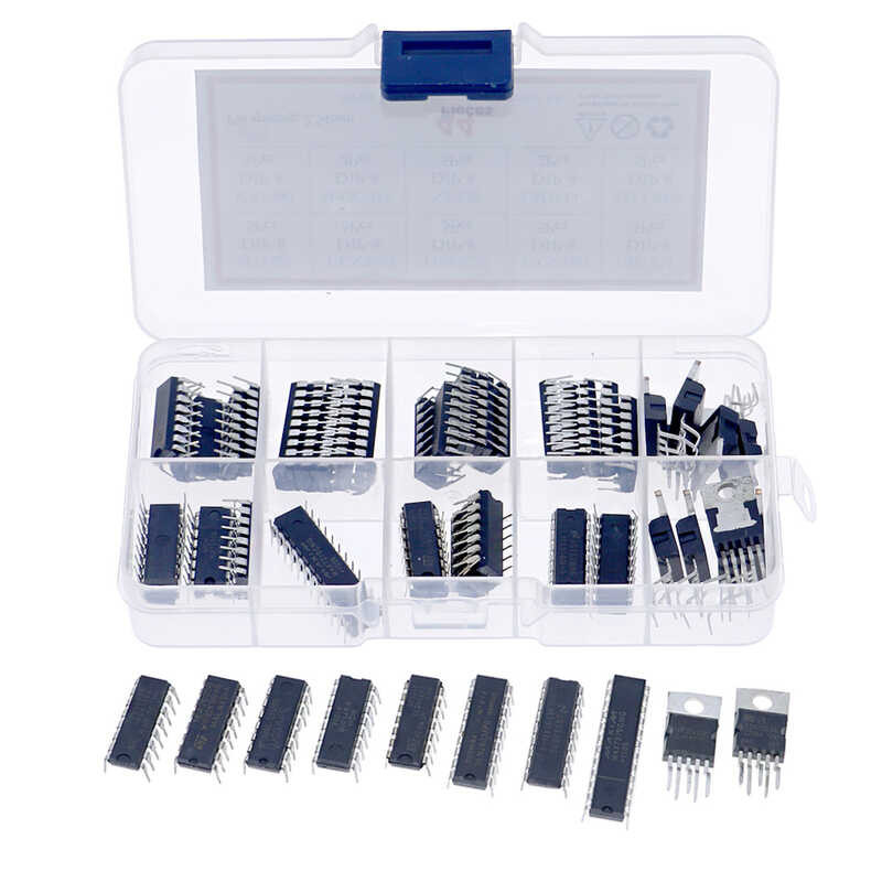 44ชิ้น/กล่อง IC วงจรรวมชิปชุด Sg3525 Uln2803 Tea2025 Uln2004 Tda1875 Ka7500 Max7219 Ne556 Lm3914 Tda