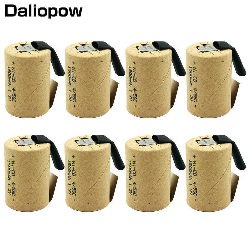 15pcs4/5Sc Subc 1.2V 1500Mah Ni-Cd SC แบตเตอรี่แบบชาร์จไฟได้เซลล์เชื่อมแท็บสำหรับ DIY เครื่องมือไฟฟ้