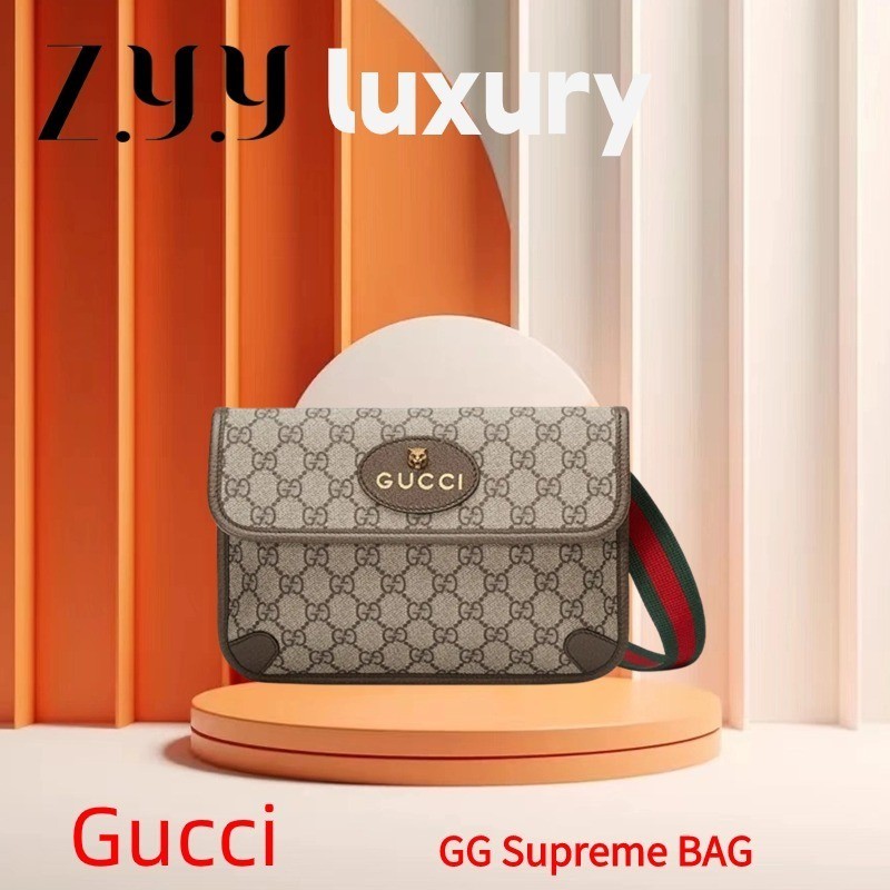 ♞New Hot  ราคาพิเศษ Ready Stock กุชชี่ Gucci GG Supreme canvas belt bag The same style for men and