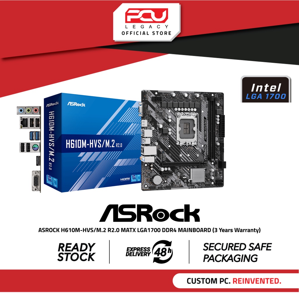 Asrock H610M-HVS/M.2 R2.0 MATX LGA1700 DDR4 MAINBOARD