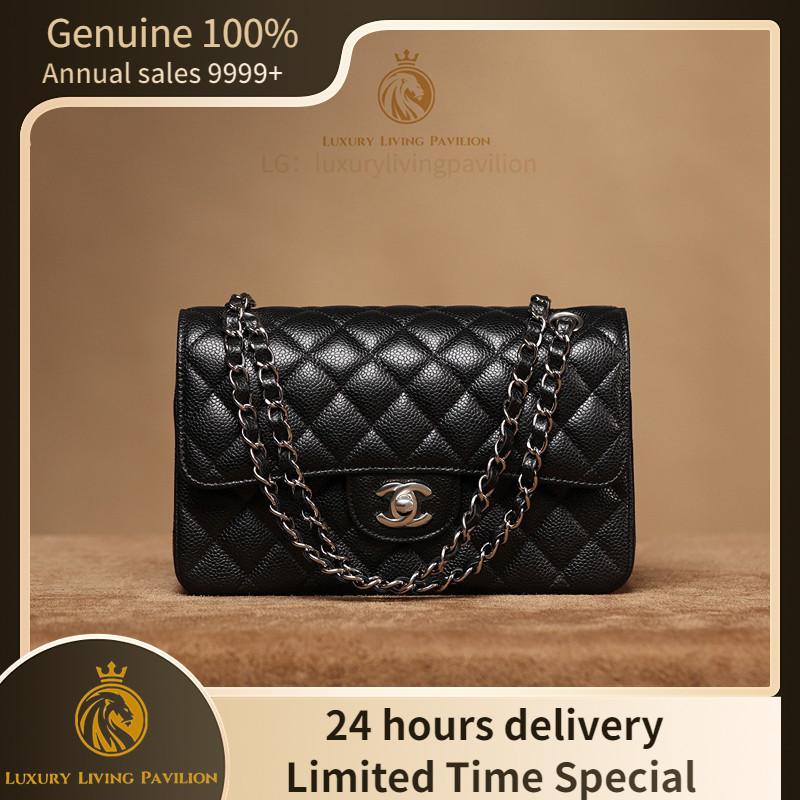 ♞ซื้อในฝรั่งเศส ใหม่ Chanel Classic Flap สีดำ/หัวเข็มขัดทอง กระเป๋าสะพาย กระเป๋าแฟชั่น ของแท้ 100%
