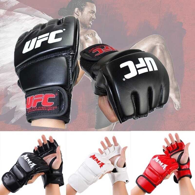 UFC MMA Thick Boxing Gloves Taekwondo Sports Leather Half Finger Glove Muay Thai Glove Sandbag Glov