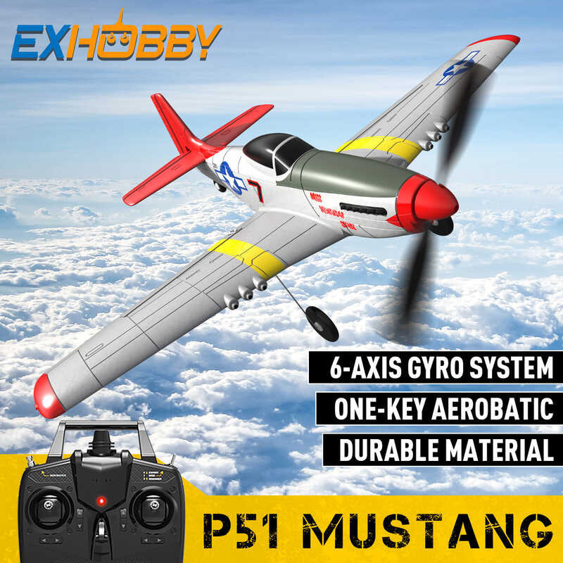 Volantex Remote Control Plane Mustang P51d 2.4G 4Ch 6Axis Gyro EPP 400Mm Wingspan Fixed Wing RC Air