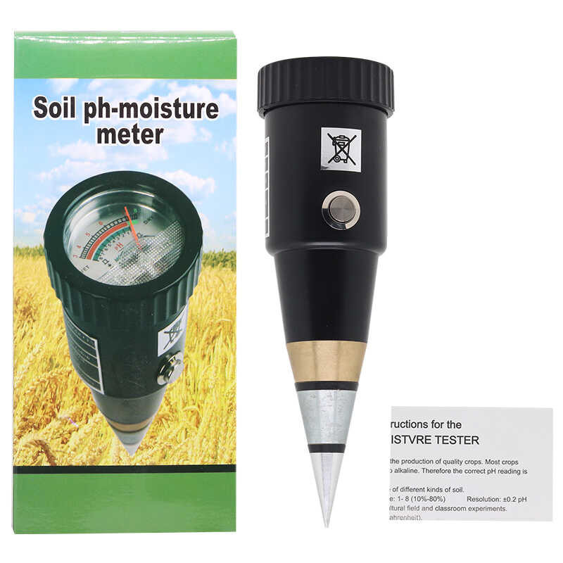 Ph เครื่องวัดความชื้นในดิน, เครื่องวัดค่า เครื่องทดสอบความชื้นเซ็นเซอร์โลหะความเป็นกรดของดินหัววัดความชื้นในดิน3 ~ 8Ph 8