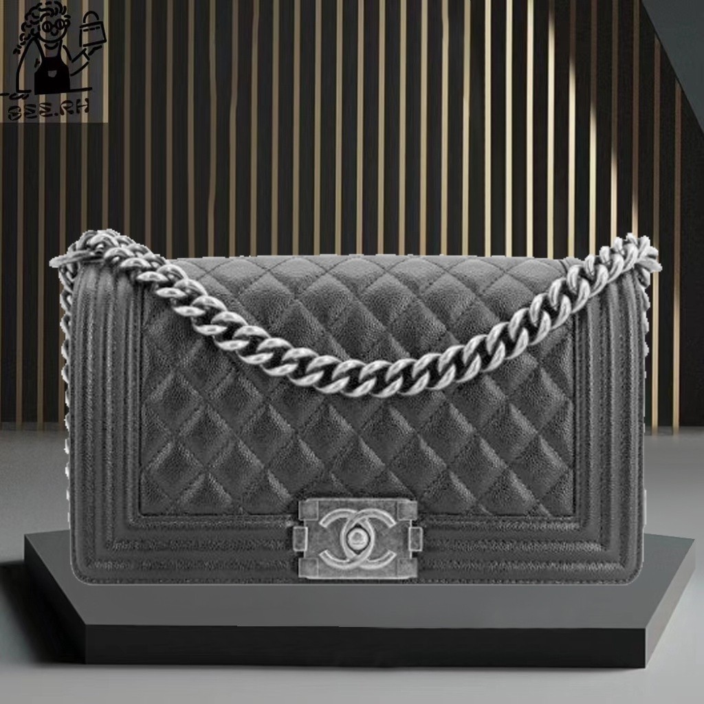 ♞,♘,♙กระเป๋าถือ Chanel LE BOY BAG ผู้หญิง/กระเป๋าสะพายข้าง/กระเป๋าสะพาย small&amp;medium&amp;large ของแท้ 1