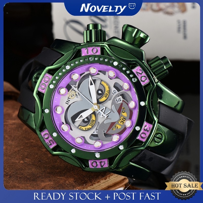 invicta นาฬิกาข้อมือสําหรับผู้ชายสีเขียว joker มีฟังก์ชั่นปฏิทินกันน้ํา