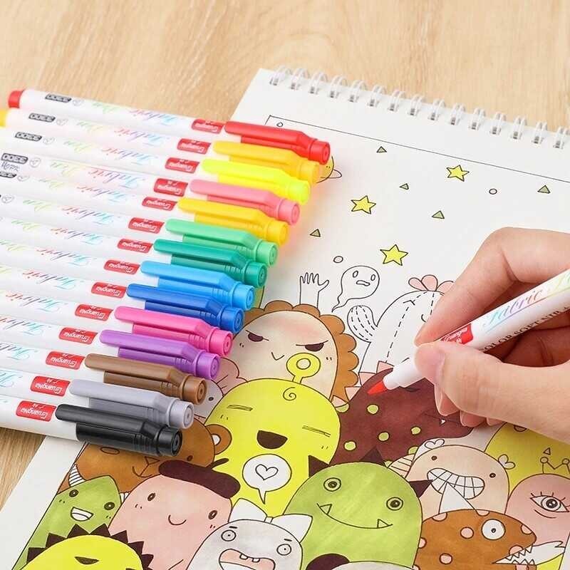 12/24 AICRANE Color Fabric Markers Pens Set Permanent Clothes Textile Marker Fabric Paint Pen DIY C