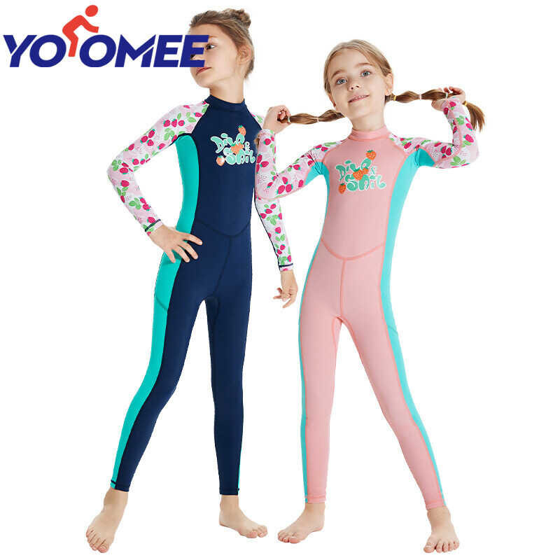 Swimsuit Yoomee Kids Girls Sunscreen Long Sleeve Quick-drying Wetsuit Outdoor Swimming Surfing Snor