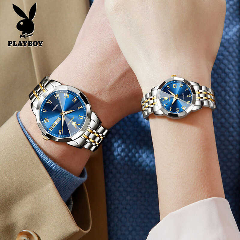 นาฬิกาคู่ นาฬิกาผู้หญิง PLAYBOY นาฬิกาผู้ชาย สแตนเลส แฟ