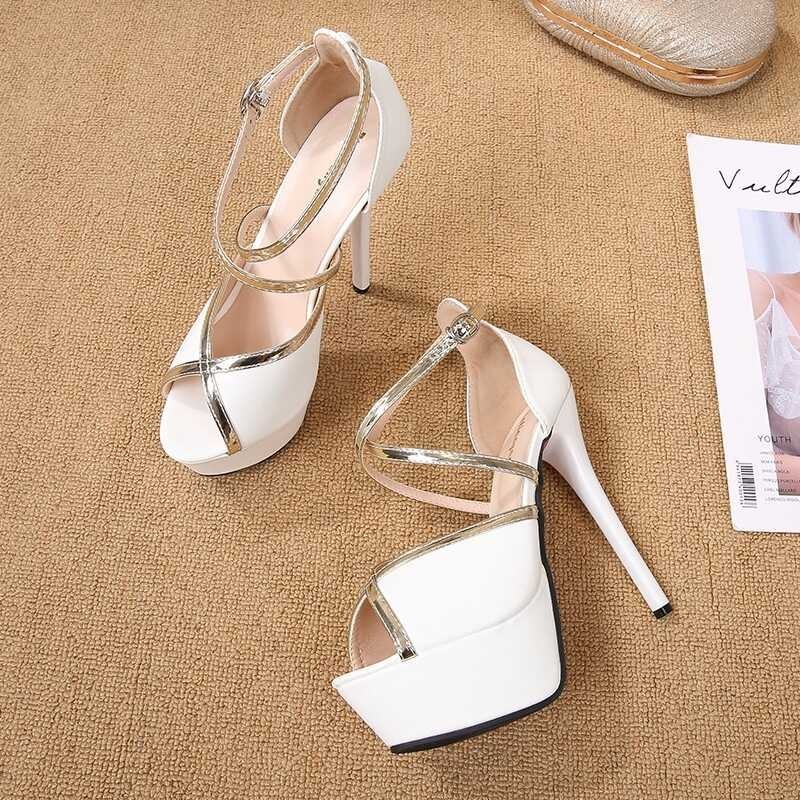 fish mouth Summer temperament waterproof platform high heels banquet women