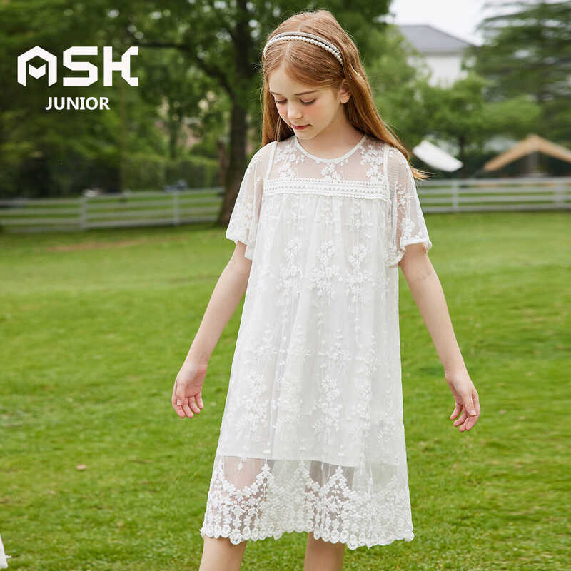 Girls ASK JUNIOR 4-15 Years Old Thin Sweet Gauze Princess Dress