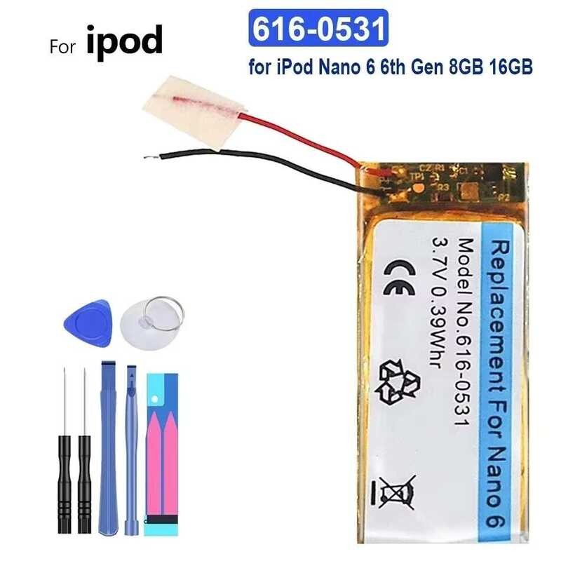for iPod Nano 6 6th Gen 8GB 16GB Nano 6 616-0531 แบตเตอรี่ 330mAh