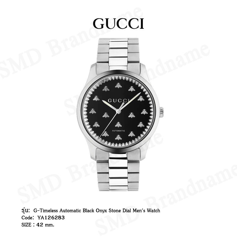 ♞GUCCI นาฬิกาข้อมือ รุ่น G-Timeless Automatic Black Onyx Stone Dial Men's Watch Code: YA126283
