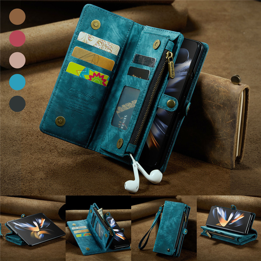เคสสําหรับ Galaxy ZFold6 ZFold5 ZFold4 สายรัดกระเป๋าสตางค์มัลติฟังก์ชั่พลิกฝาครอบโทรศัพท์หนัง ที่วางเปลือกกันกระแทก ช่องเสียบการ์ด Samsung Z Fold6 Fold5 Fold4 Fold 5 4