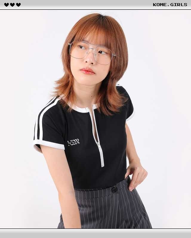 ❤ Kome.Girls เสื้อยืดซิปหน้า รุ่น Sporty T-Shirt